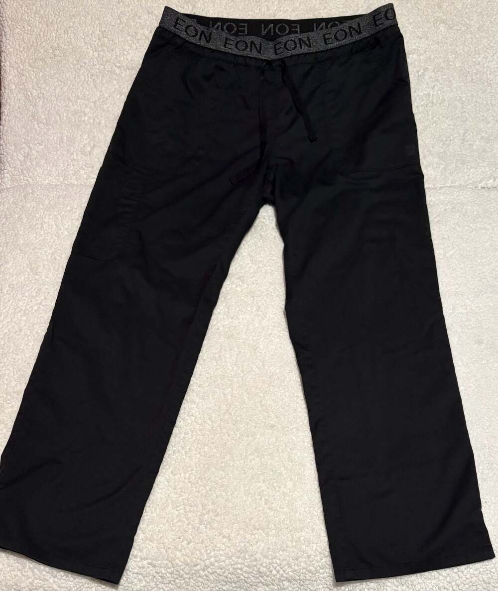 Eon by InMovement Black Scrub Pants with Drawstring Waist Large